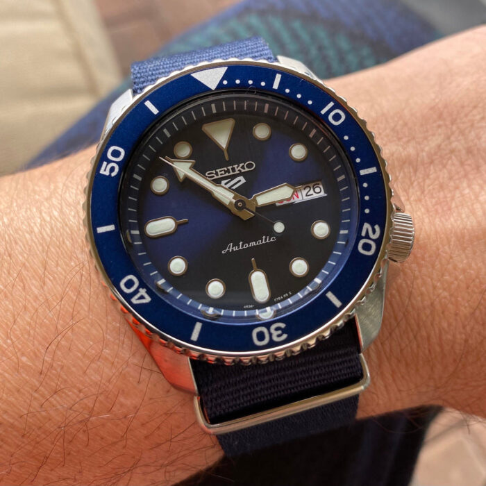 Seiko 5 Sports Automatic SKX Blue Dial Blue NATO Strap Watch For Men - SRPD51K2 - Image 16